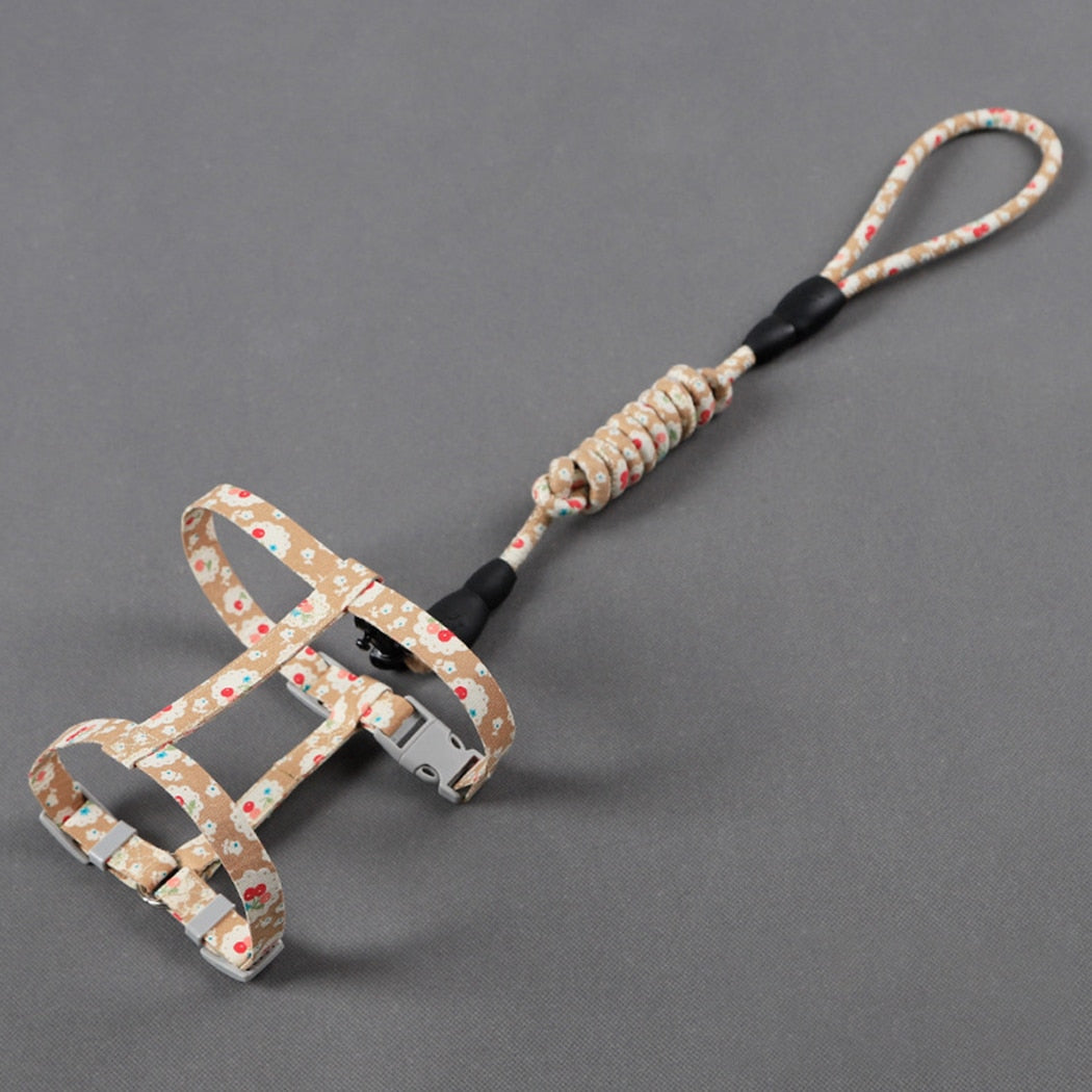 Cute Flower Printed Adjustable Leash For Cats-Paw Print Pad