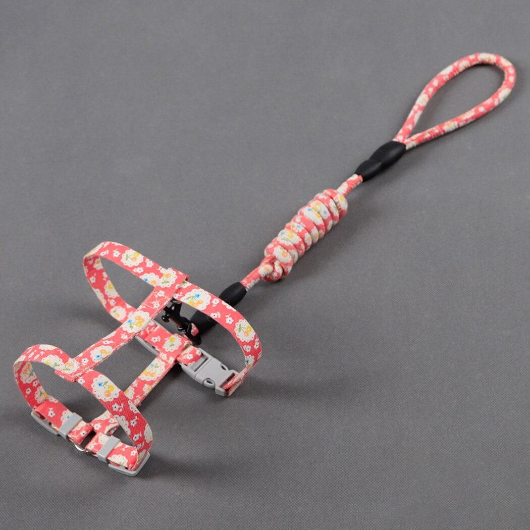 Cute Flower Printed Adjustable Leash For Cats-Paw Print Pad