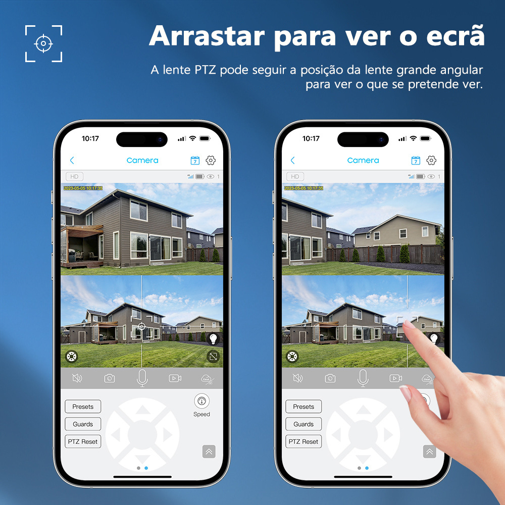 Sistema de segurança doméstica inteligente Panorama 2023 com câmara de 6 MP, flash de lente dupla, câmara IP solar