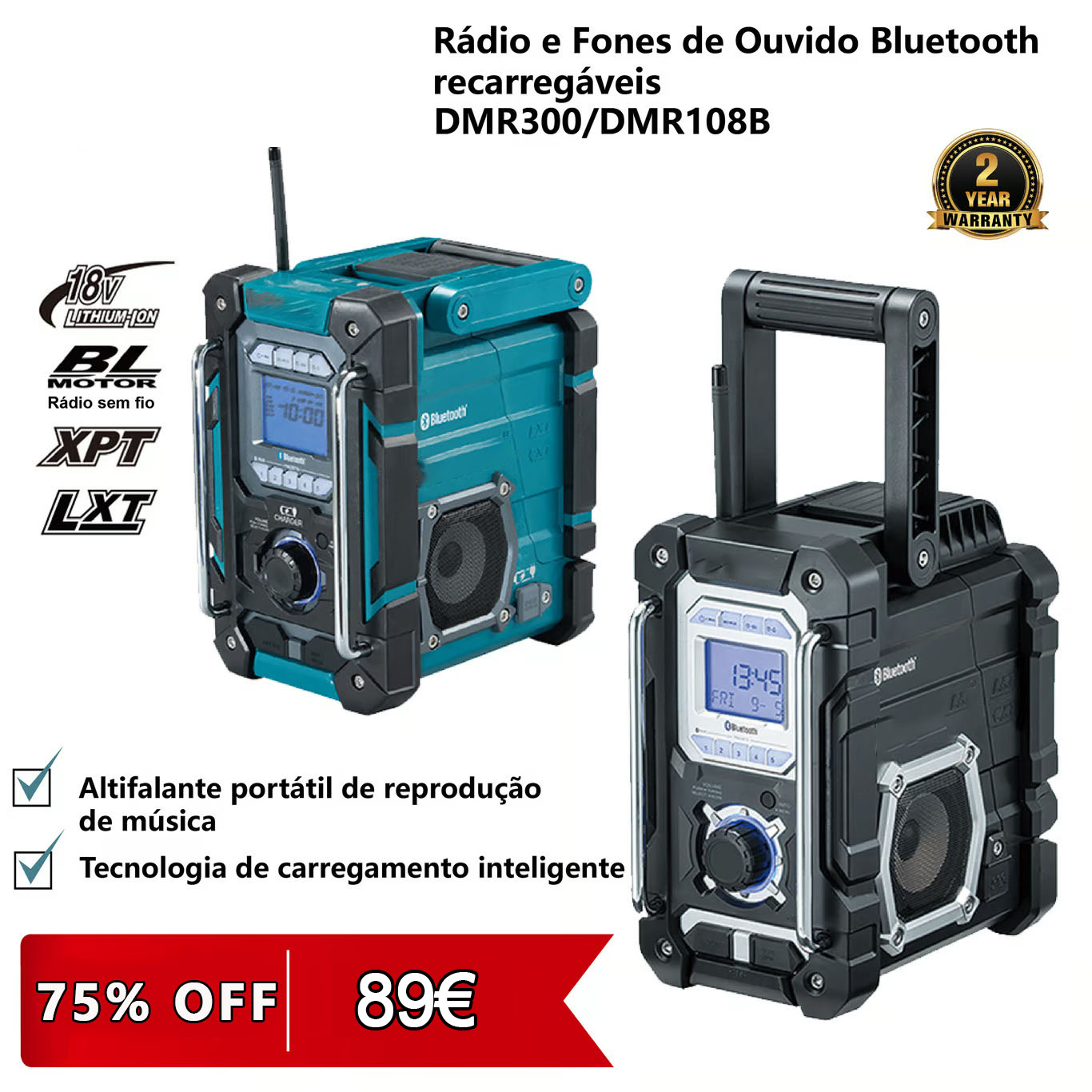 A promoção do 108º aniversário já começou! A coluna recarregável DMR108B/DMR300 já está à venda por 89€. Peça já!