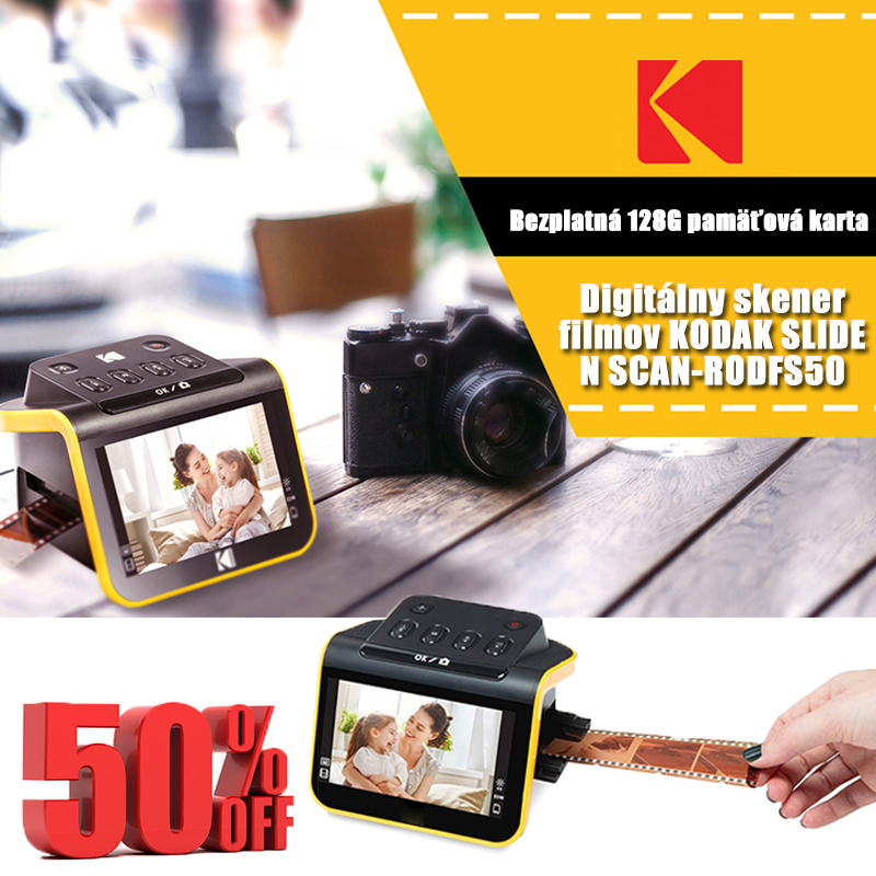 Digitálne skenery filmov, filmov a diapozitívov, ktoré konvertujú 35 mm, 126 mm, 110 mm farebné a čiernobiele negatívy a diapozitívy na digitálne fotografie JPEG s vysokým rozlíšením 22 megapixelov.