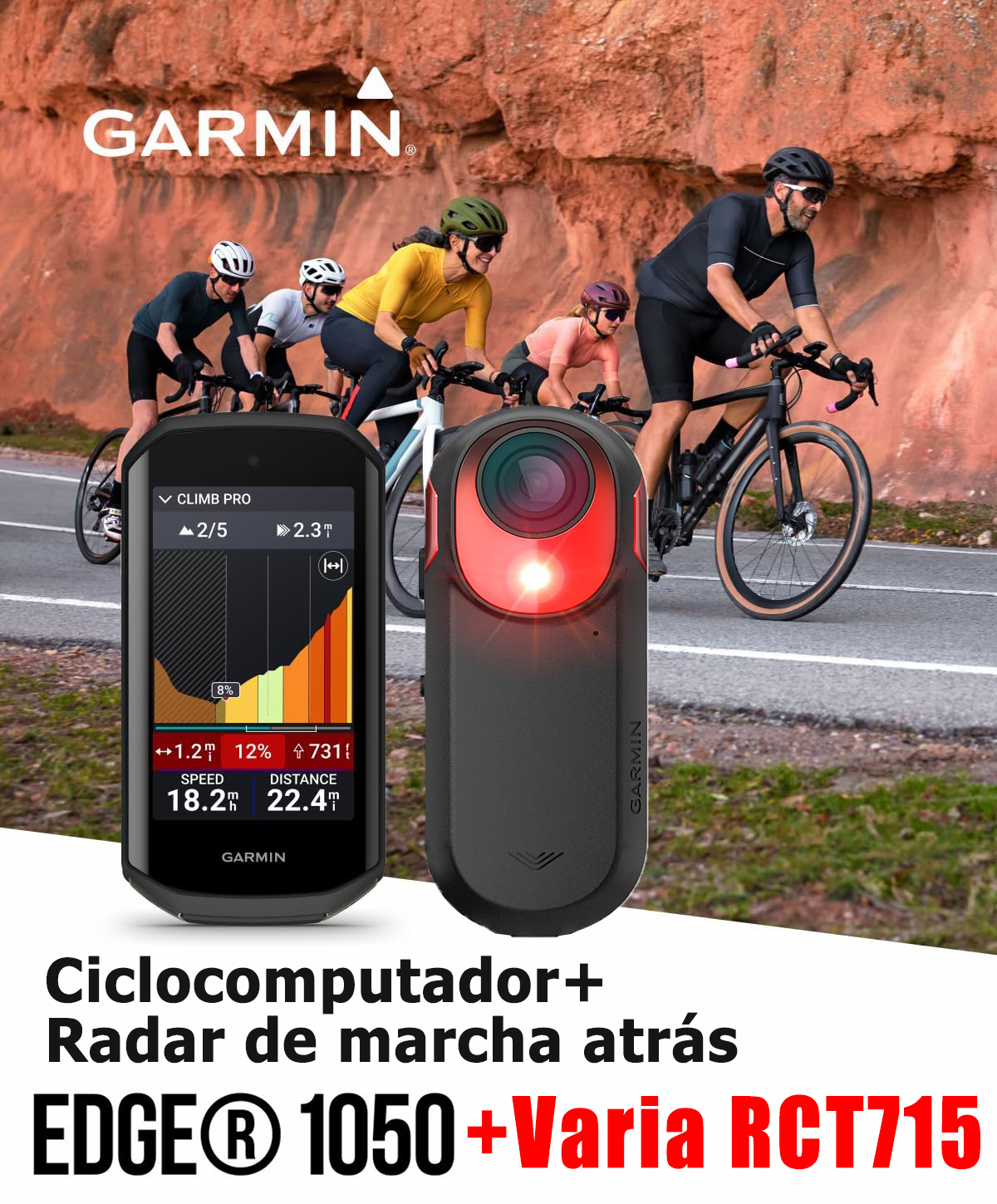 Ciclocomputador + sensor de aparcamiento. Altavoz integrado que envía alertas visuales y sonoras a través del vehículo para advertirle de peligros en la carretera.