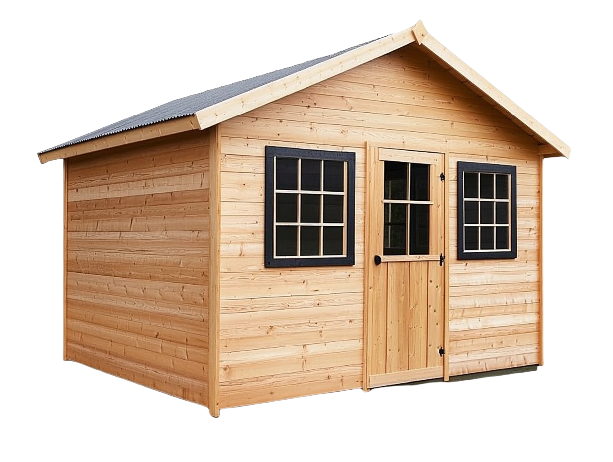 Gartenhaus aus nordischem Fichtenholz mit Satteldach und Doppelfenstern 300x250 cm