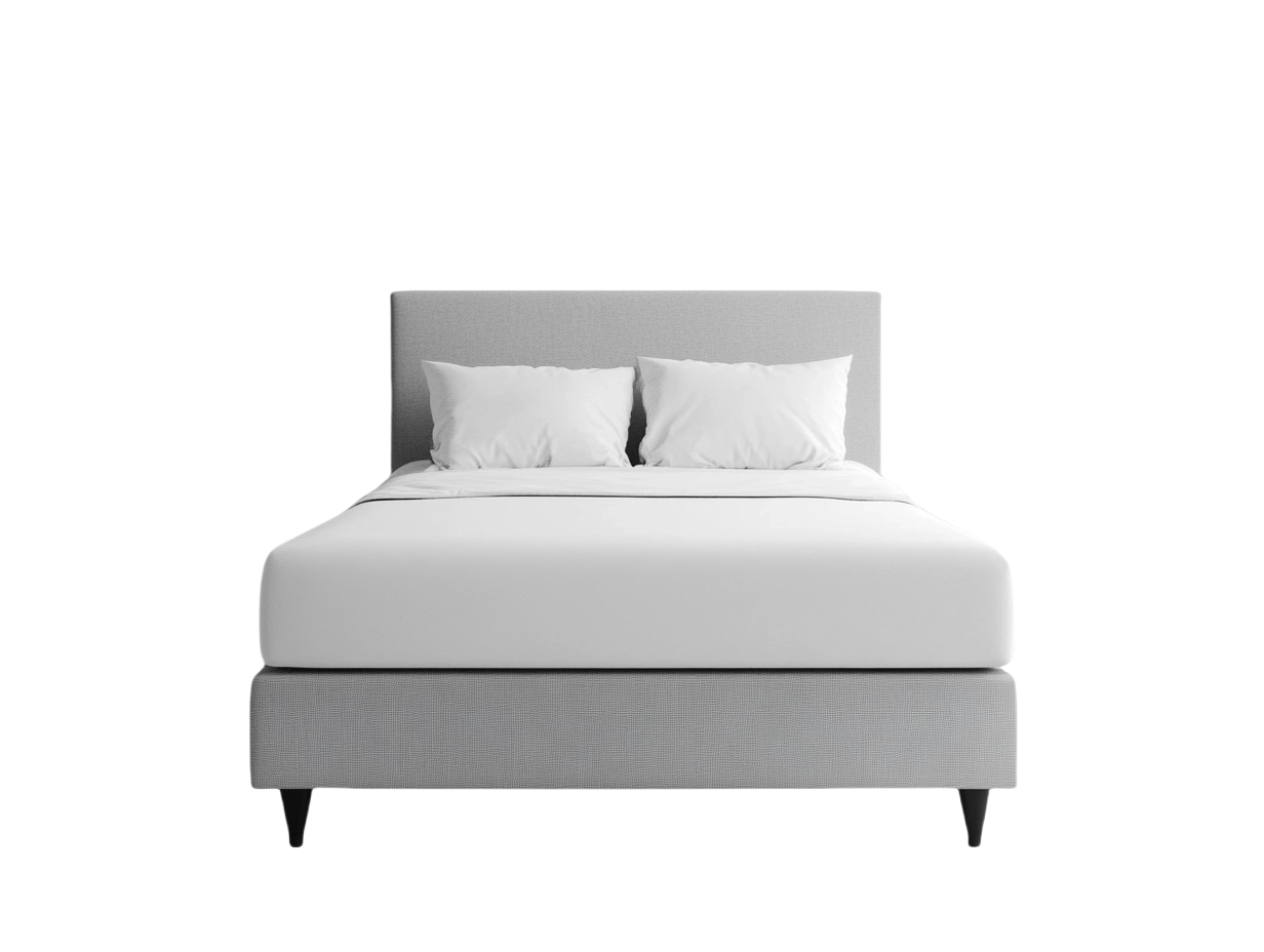 Modernes Polsterbett für Schlafzimmer 160x200 cm mit Stoffbezug und gepolstertem Kopfteil, inkl. 2 Kissen