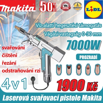 🚀 Speciální nabídka posledního dne! Makita 7000W inovativní přenosná laserová svařovací pistole 4v1 (svařování + čištění + řezání + odstraňování rzi)