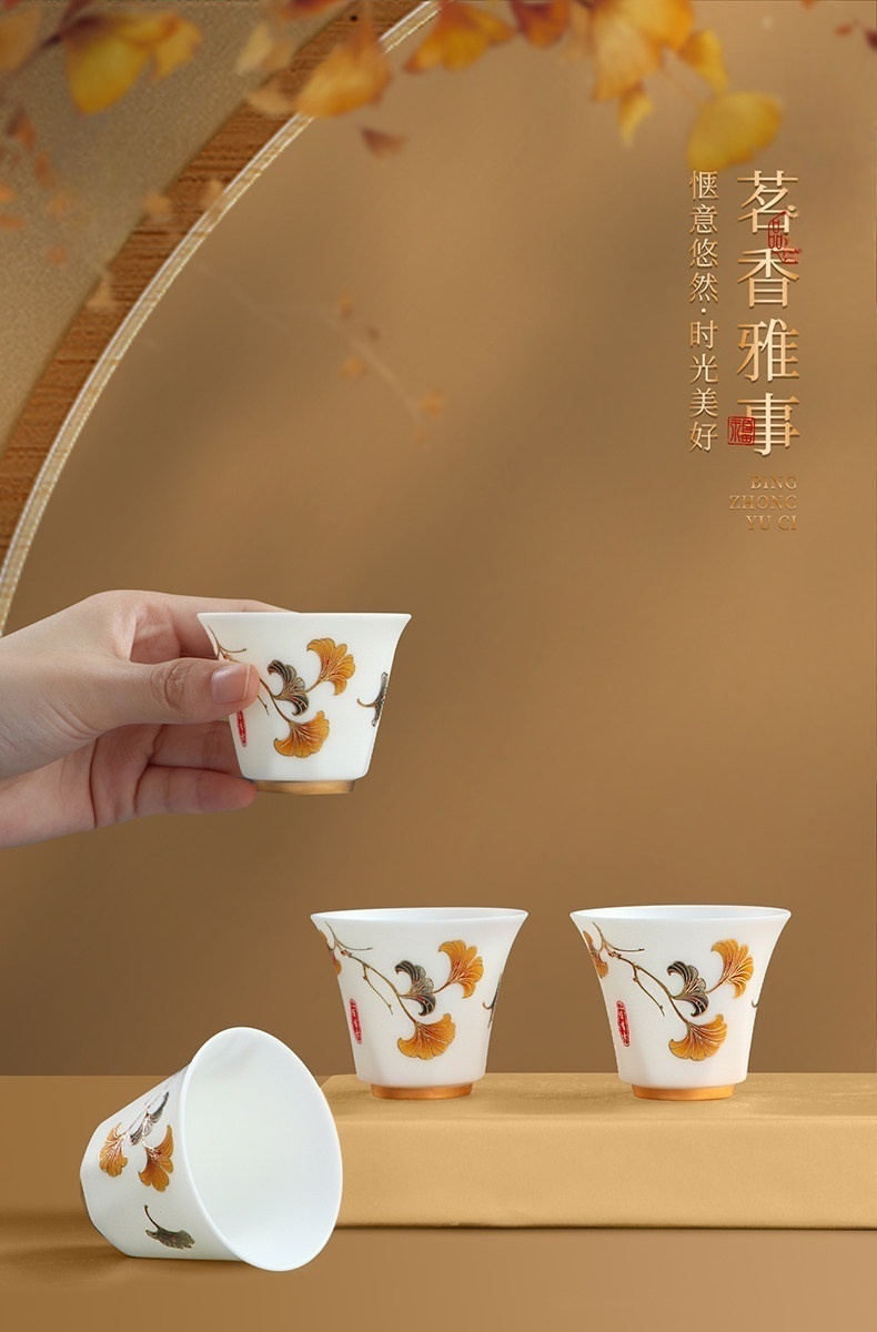 Chinese Traditional Kungfu Tea Brewing Utensile with Overglaze Painting 