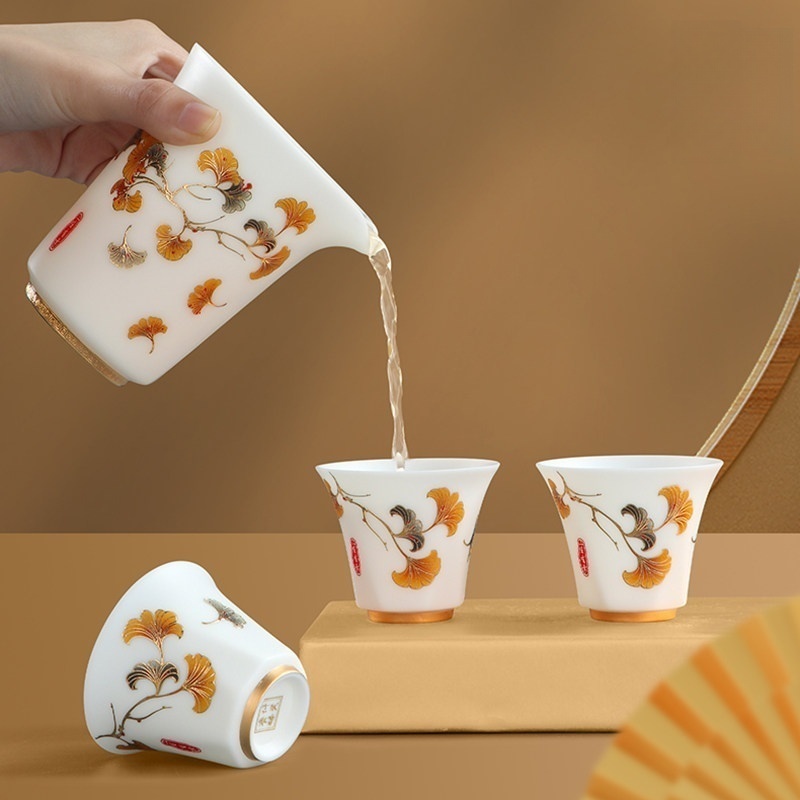 Chinese Traditional Kungfu Tea Brewing Utensile with Overglaze Painting 