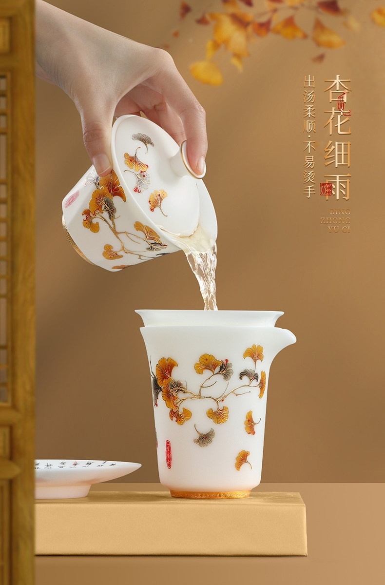 Chinese Traditional Kungfu Tea Brewing Utensile with Overglaze Painting 