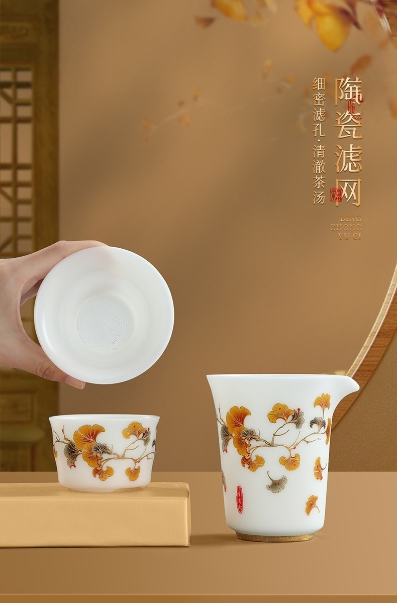 Chinese Traditional Kungfu Tea Brewing Utensile with Overglaze Painting 