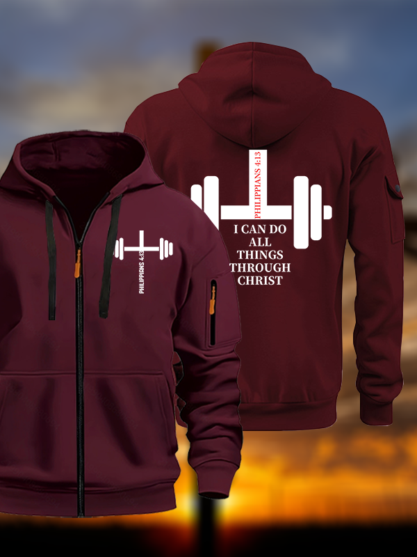 Fitness Philippians 4 : 13 Jesus God Christian Zipper Hoodies