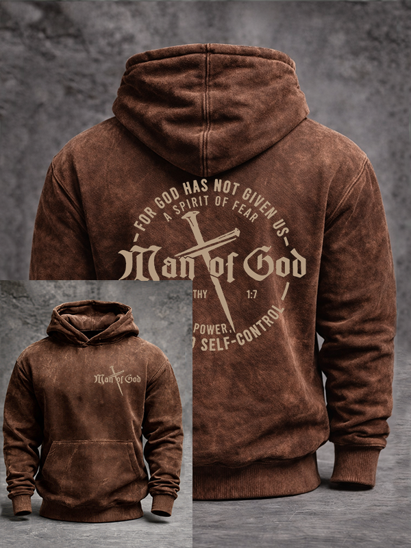 Man of God Jesus God Christian Washed Hoodie