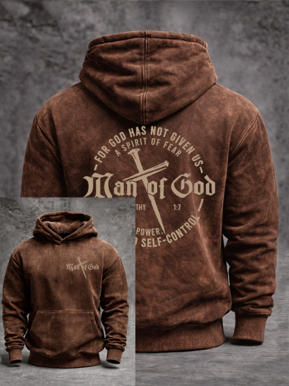 Man of God Jesus God Christian Washed Hoodie