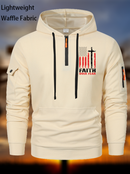 Faith Over Fear Flag Waffle Fabric Zipper Hoodies