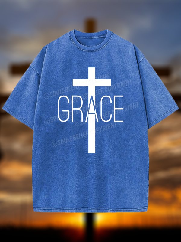 Grace Cross Christian Washed T-Shirt