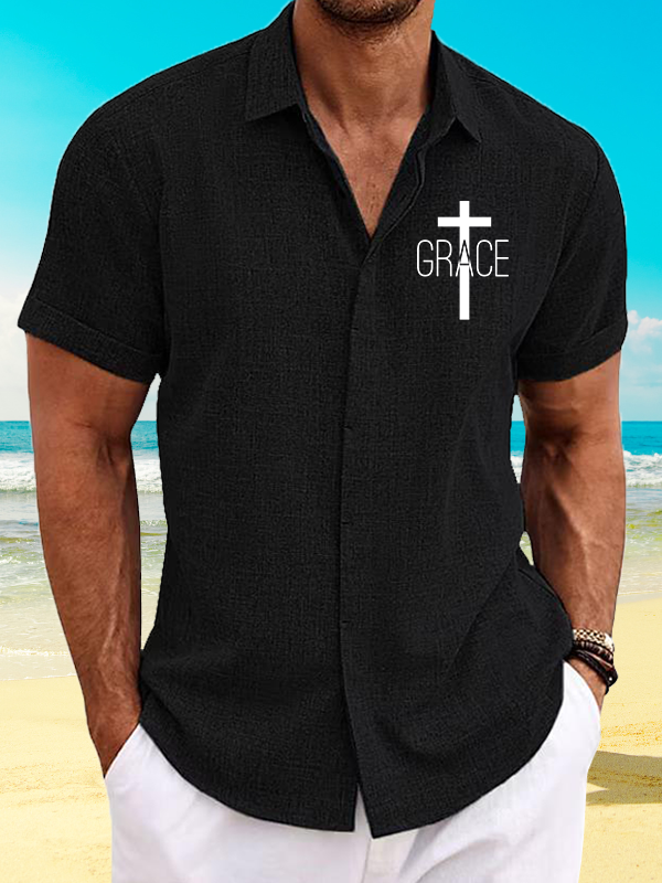 Grace Cross Jesus God Christian Short Sleeve Shirt