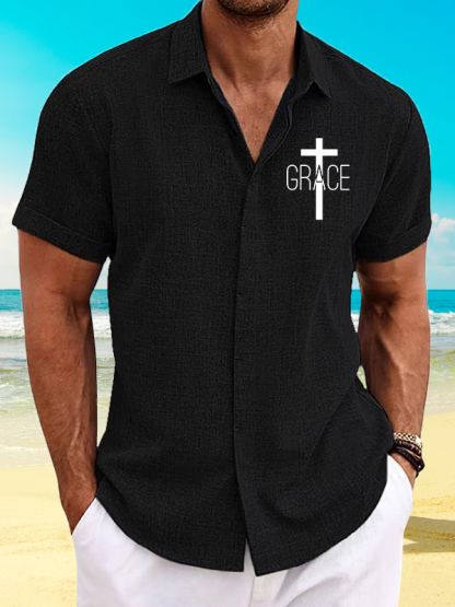 Grace Cross Jesus God Christian Short Sleeve Shirt