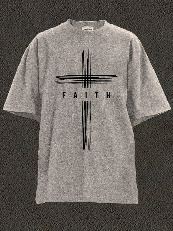 Faith Cross Christian Washed T-Shirt