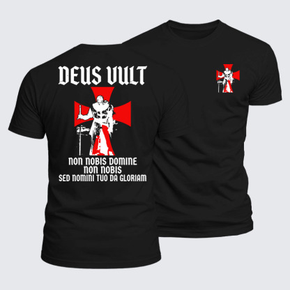 Luxe Mercerized Cotton Tee - Deus Vult Non Nobis Domine, Non Nobis, Sed Nomini Tuo Da Gloriam