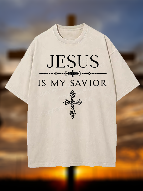 Jesus Is My Savior Christian Washed T-Shirt