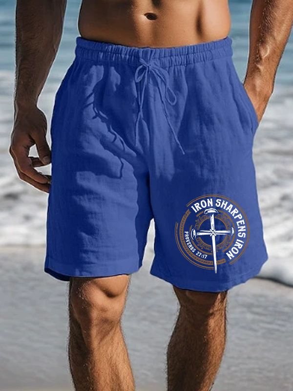 Iron Sharpens Iron - Proverbs 27:17 Christian Beach Shorts