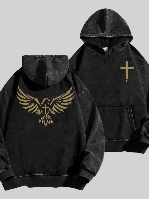 Wings Like Eagles Jesus God Christian Washed Hoodie