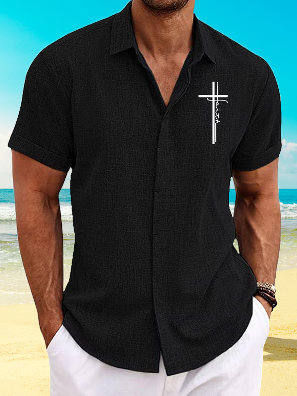 Faith Cross Jesus God  Christian Short Sleeve Shirt