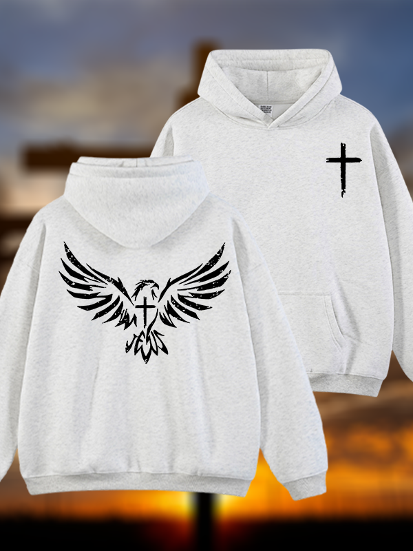 Wings Like Eagles Jesus God Christian Plush Fleece-Lined Hoodie