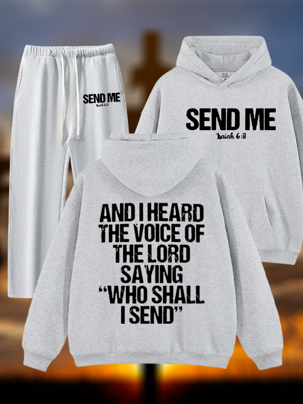 Send Me Isaiah 6:8 Jesus God Christian Plush Fleece-Lined Hoodie Set