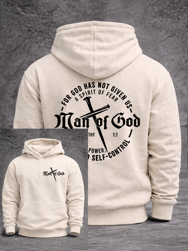 Man of God Jesus God Christian Washed Hoodie