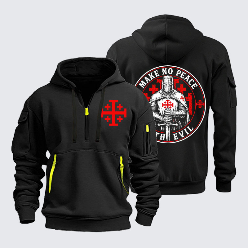 Zipper Hoodies - Make No Peace with Evil Knight Templar Jerusalem Cross