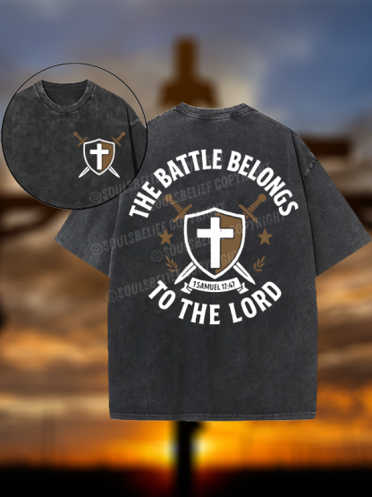 The Battle Belongs To The Lord  Christian Washed T-Shirt