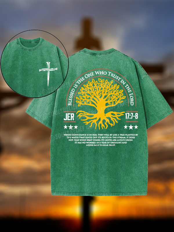 Blessed Is The One Who Trust In The Lord Jesus God Christian Washed T-Shirt