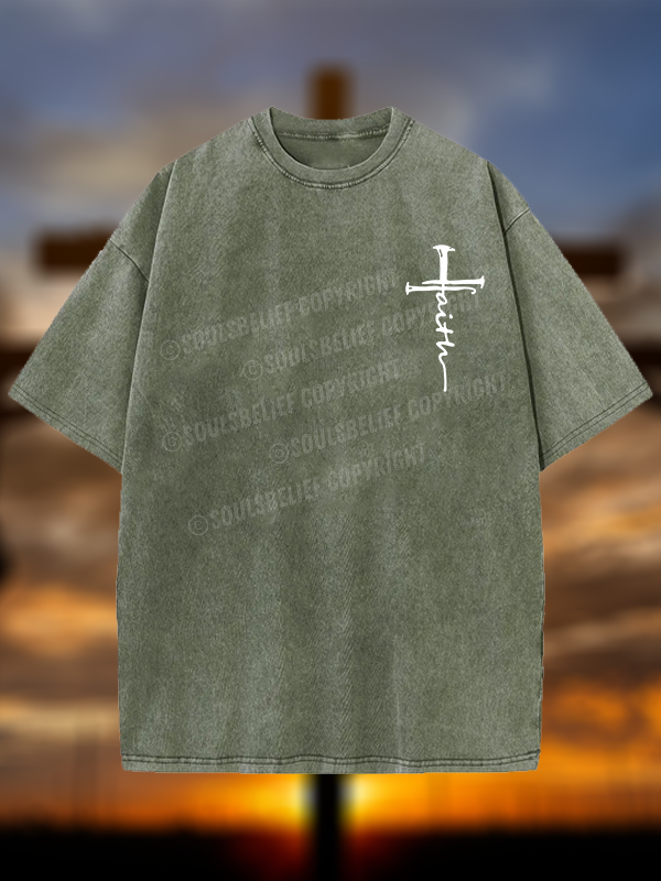 Cross Jesus God Christian Washed T-Shirt