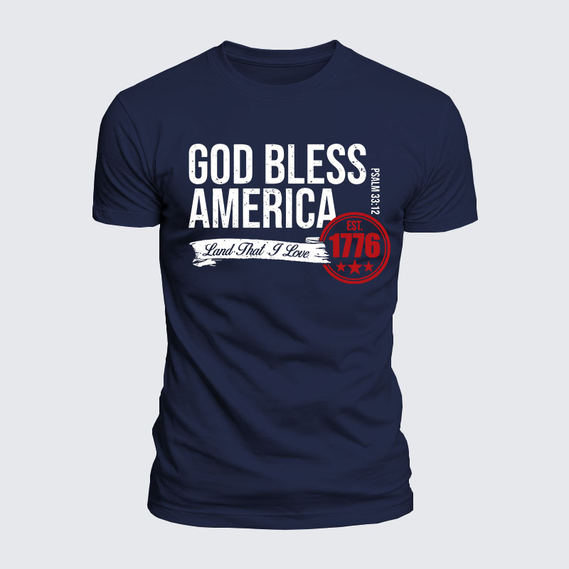 Luxe Mercerized Cotton Tee - God Bless America - Psalm 33:12 