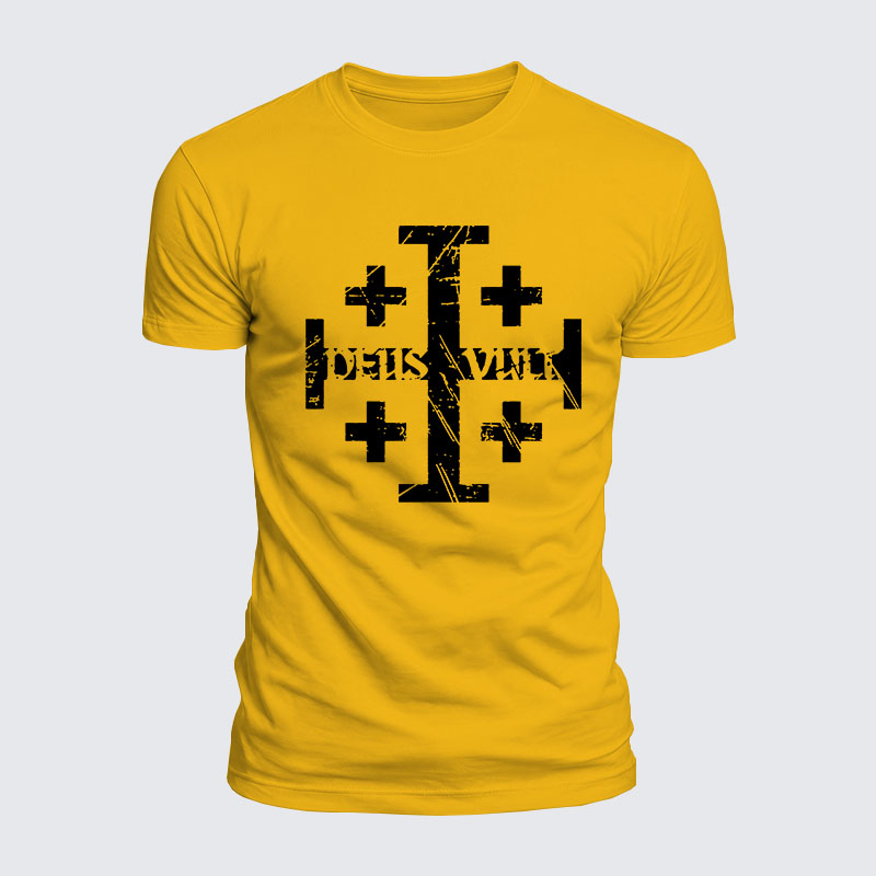 Luxe Mercerized Cotton Tee - Deus Vult + Jerusalem Cross