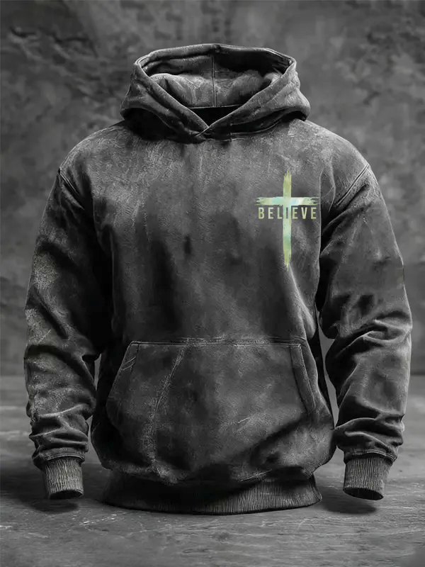Believe Jesus God Christian Washed Hoodie