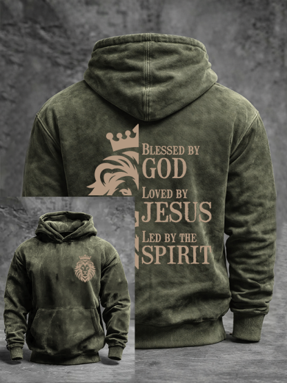 Blessed Loved Led Jesus God Christian Washed Hoodie