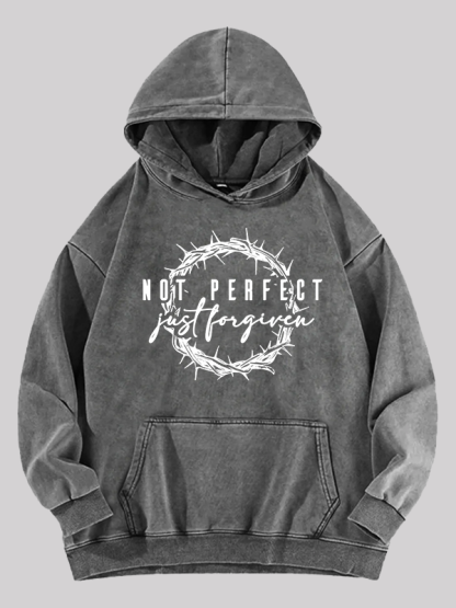 Not Perfect Just Forgiven Religious Jesus God Christian Washed Hoodie