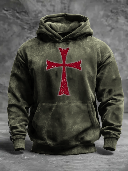Knights Templar Crusader Cross Jesus God Christian Washed Hoodie