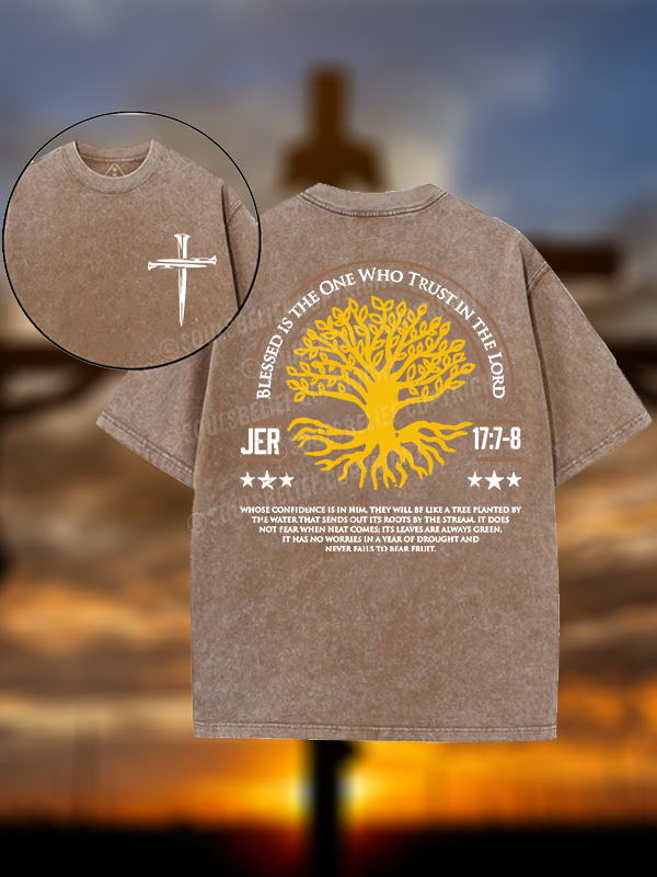 Blessed Is The One Who Trust In The Lord Jesus God Christian Washed T-Shirt