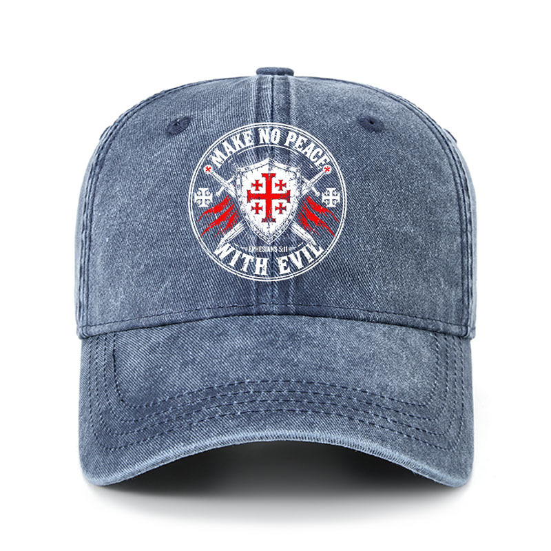 Heritage Washed Cap - Make No Peace with Evil Knight Templar Jerusalem Cross