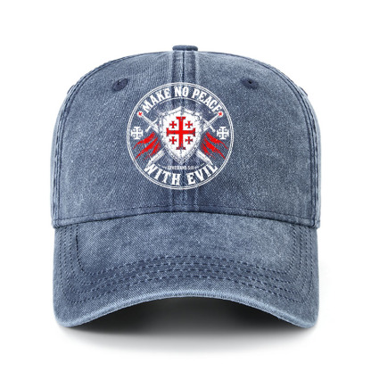 Heritage Washed Cap - Make No Peace with Evil Knight Templar Jerusalem Cross