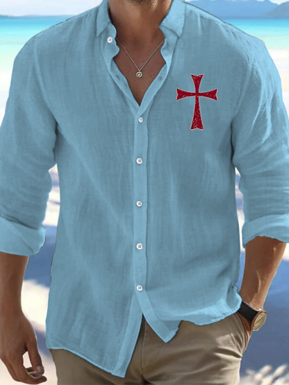 Knights Templar Crusader Cross Christian Resort Casual Shirt