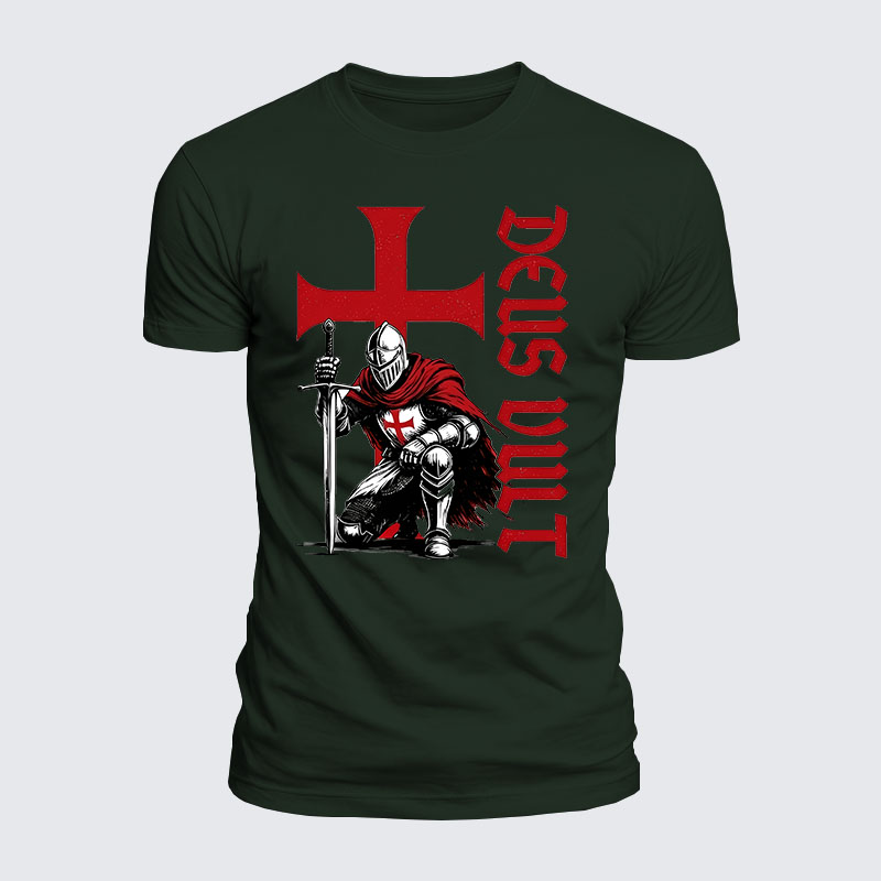 Luxe Mercerized Cotton Tee - Templar Knight Crusader Deus Vult
