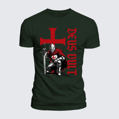 Luxe Mercerized Cotton Tee - Templar Knight Crusader Deus Vult