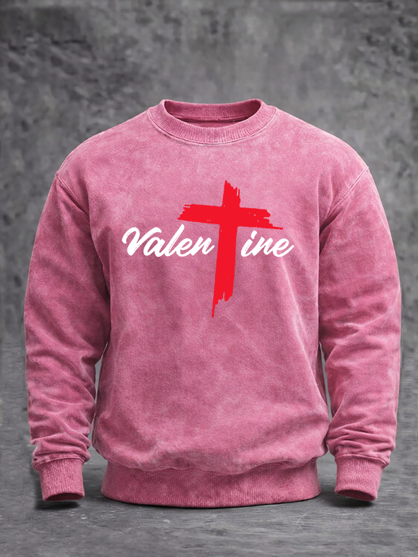 Valentine  Jesus God Christian Washed Sweatshirt