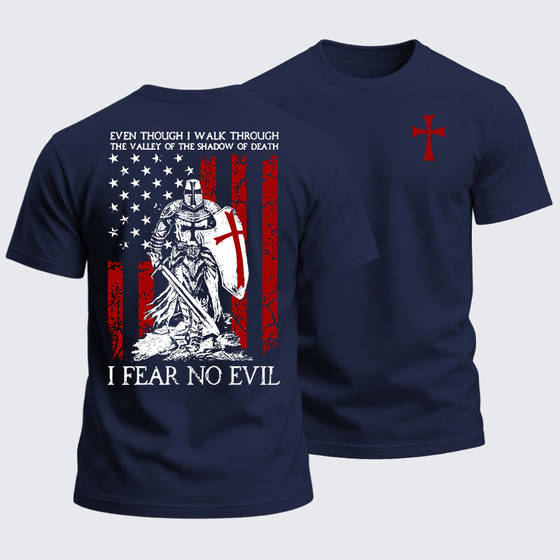 Heavyweight Cotton Tee -  Knights Templar  I Fear No Evil