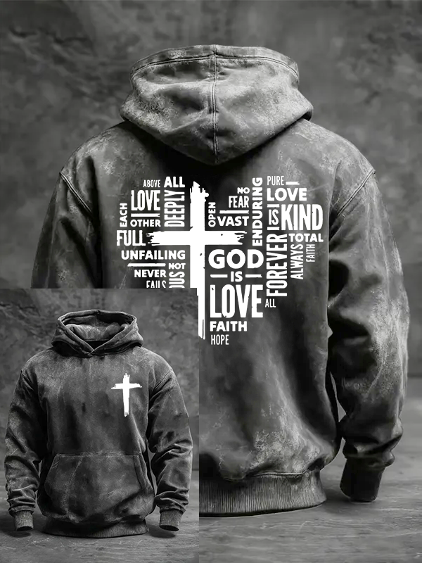 God is Love Jesus God Christian Washed Hoodie