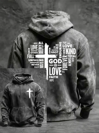 God is Love Jesus God Christian Washed Hoodie
