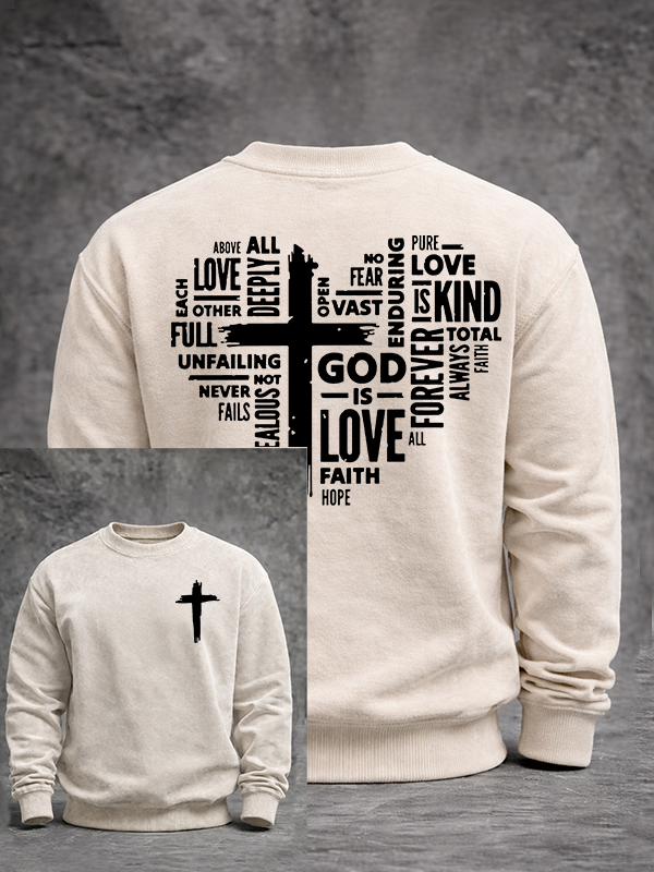 God is Love Jesus God Christian Washed Sweatshirt
